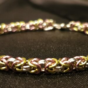 Pink Light Green and Silver Bracelet - Byzantine Collection