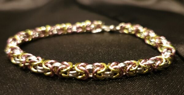 Pink Light Green and Silver Bracelet - Byzantine Collection
