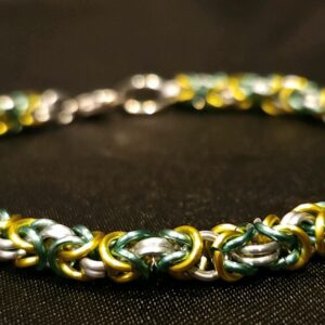 Light Green Teal and Silver Bracelet - Byzantine Collection