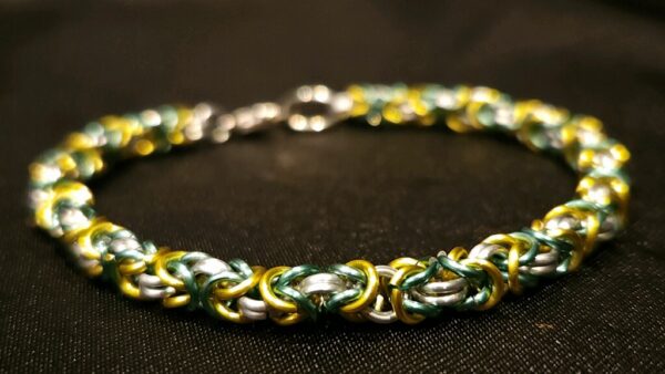Light Green Teal and Silver Bracelet - Byzantine Collection