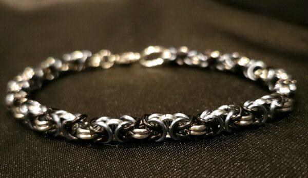 Black Grey and Silver Bracelet - Byzantine Collection - Image 3