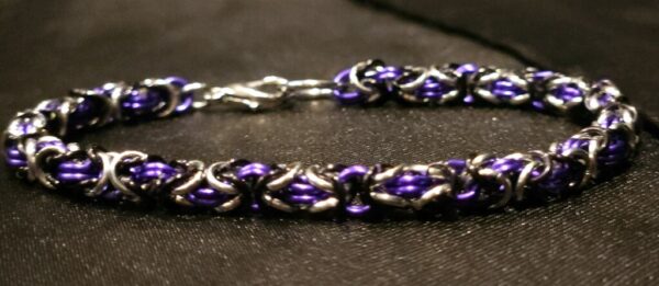 Purple Black and Silver Bracelet - Byzantine Collection - Image 3