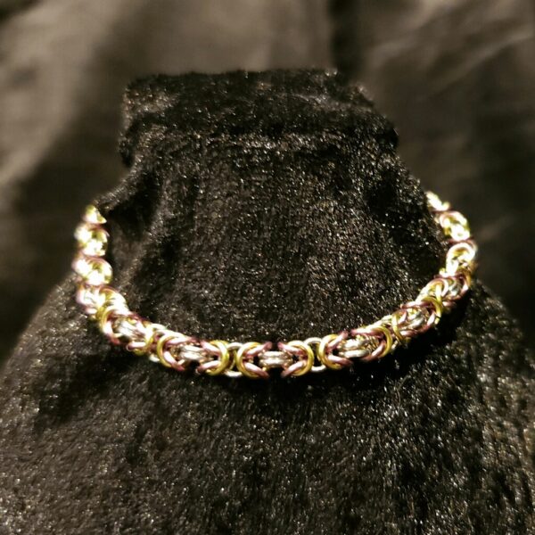 Pink Light Green and Silver Bracelet - Byzantine Collection - Image 2