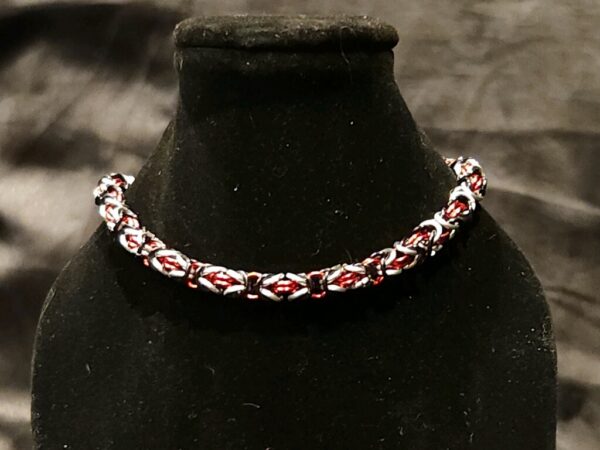 Red Black Silver Bracelet - Byzantine Collection - Image 6