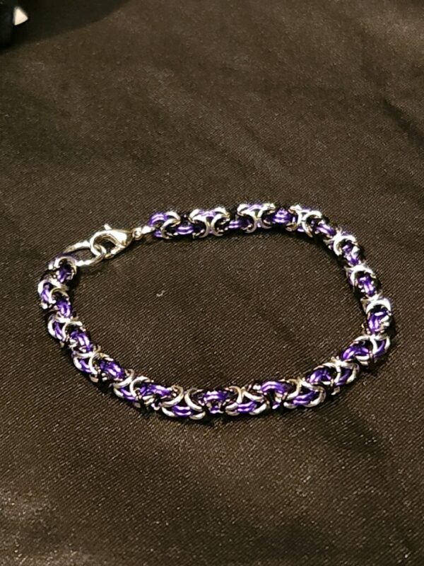 Purple Black and Silver Bracelet - Byzantine Collection - Image 2