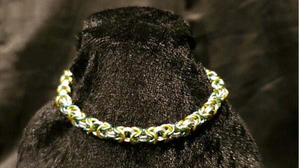 Light Green Teal and Silver Bracelet - Byzantine Collection - Image 2
