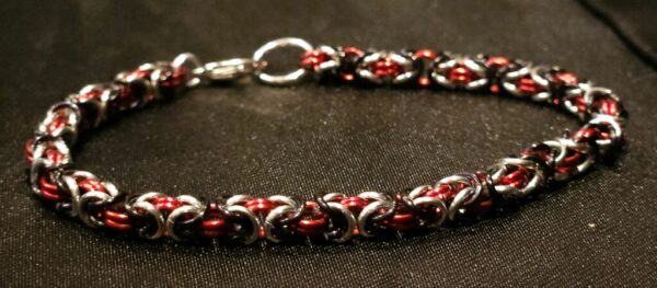 Red Black Silver Bracelet - Byzantine Collection - Image 2