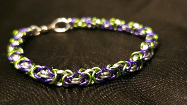Purple Green and Silver Bracelet - Byzantine Collection