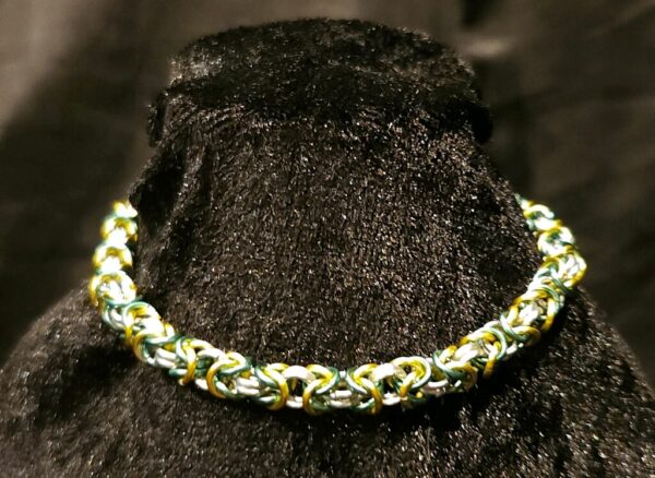 Light Green Teal and Silver Bracelet - Byzantine Collection - Image 4