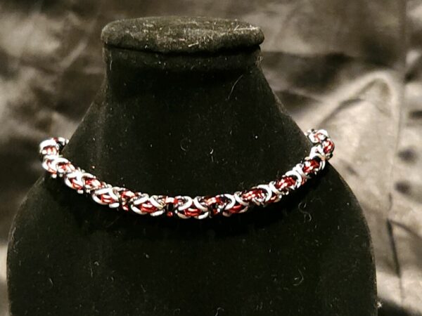 Red Black Silver Bracelet - Byzantine Collection - Image 5