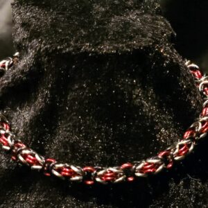 Red Black Silver Bracelet - Byzantine Collection