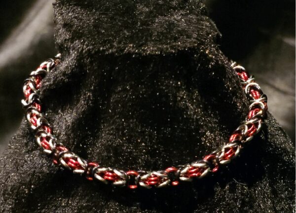 Red Black Silver Bracelet - Byzantine Collection