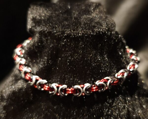 Red Black Silver Bracelet - Byzantine Collection - Image 3