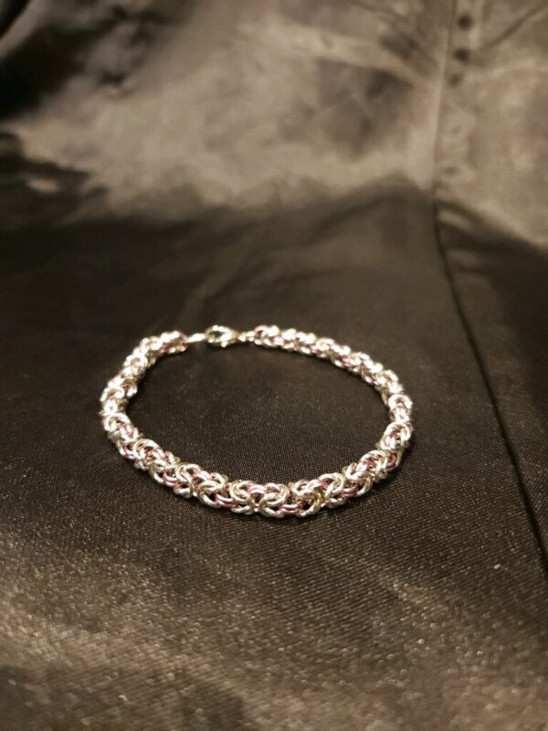 Pink Light Green and Silver Bracelet - Byzantine Collection - Image 6