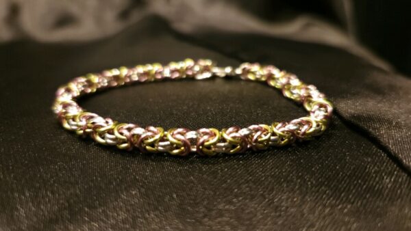 Pink Light Green and Silver Bracelet - Byzantine Collection - Image 5