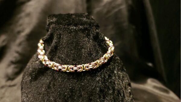 Pink Light Green and Silver Bracelet - Byzantine Collection - Image 4