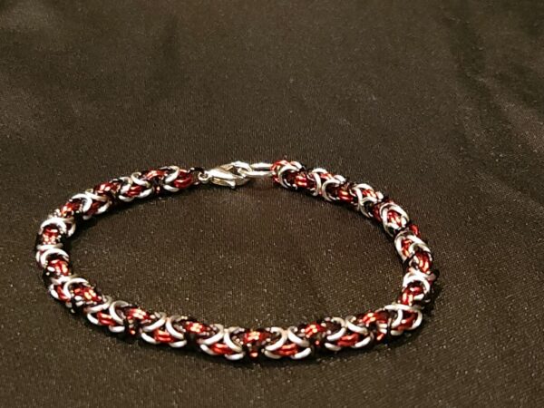 Red Black Silver Bracelet - Byzantine Collection - Image 7