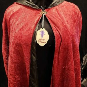 Deep Red Crushed Velvet Witch Wizard Cloak (satin lined)