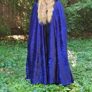 Royal-blue/ Navy crushed velvet witch wizard cloak (satin lined)